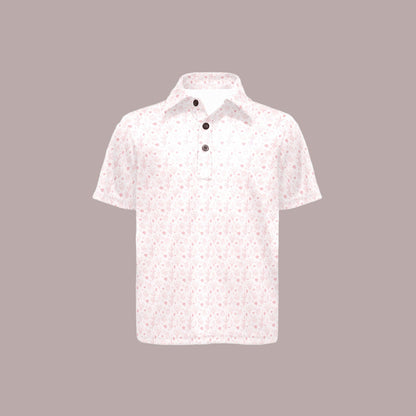 Short-sleeve shirt with a subtle pattern on a white background