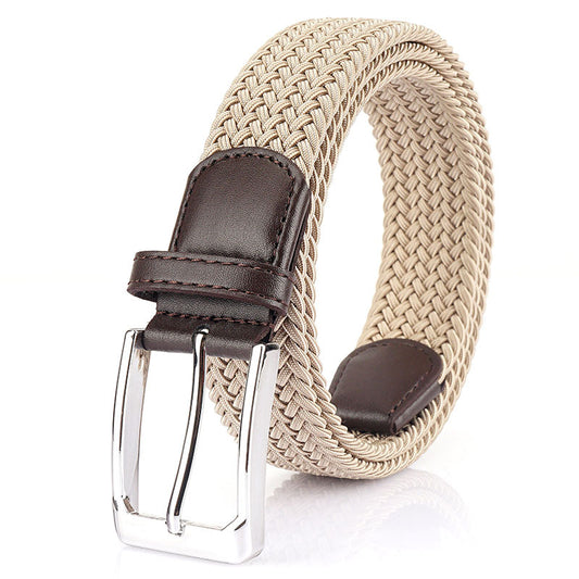Women's Canvas Woven Belt, Non-Porous Elastic Belt Male Student Youth Leisure Outdoor Belt