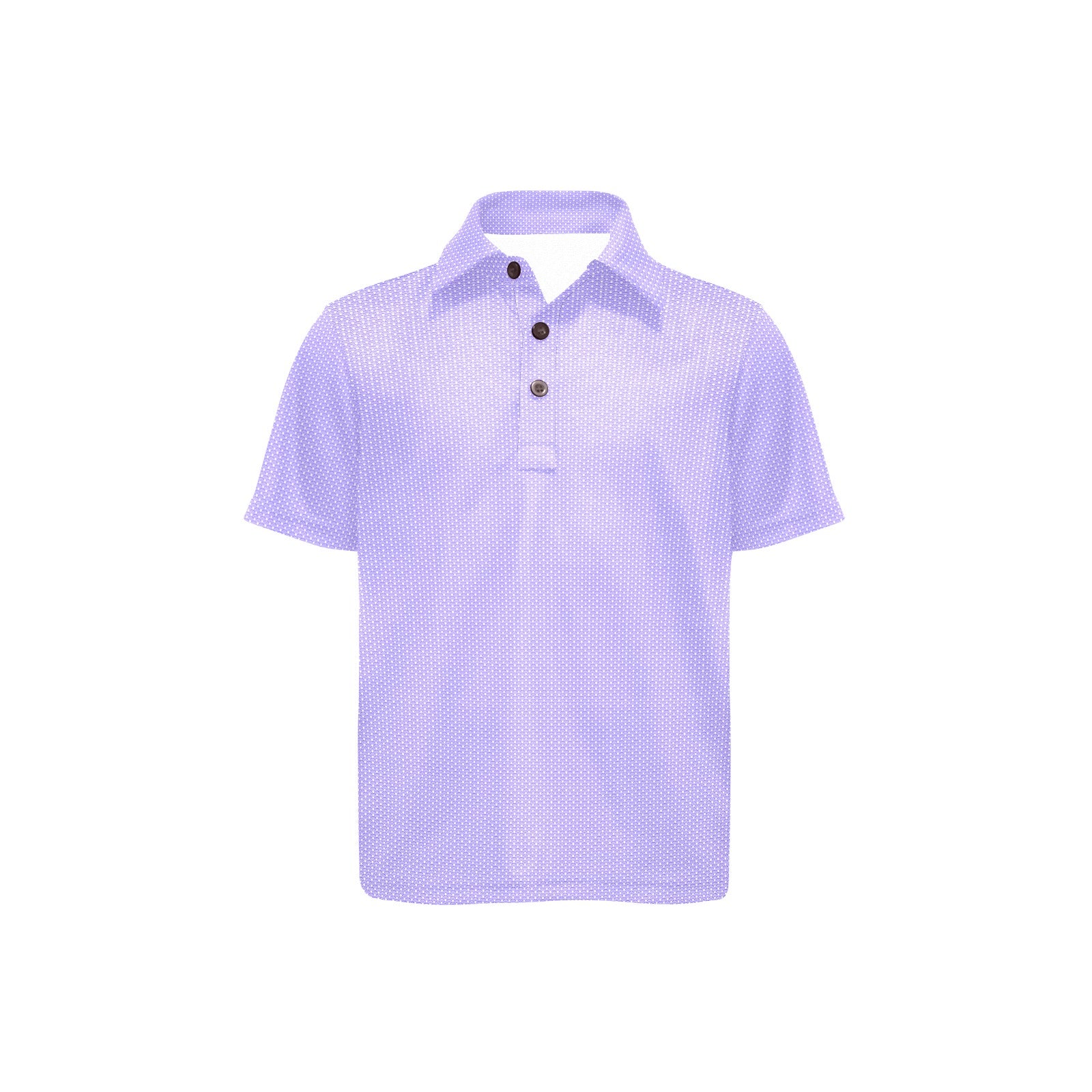 Short-sleeve blue polo shirt with a subtle  palm tree pattern on a white background