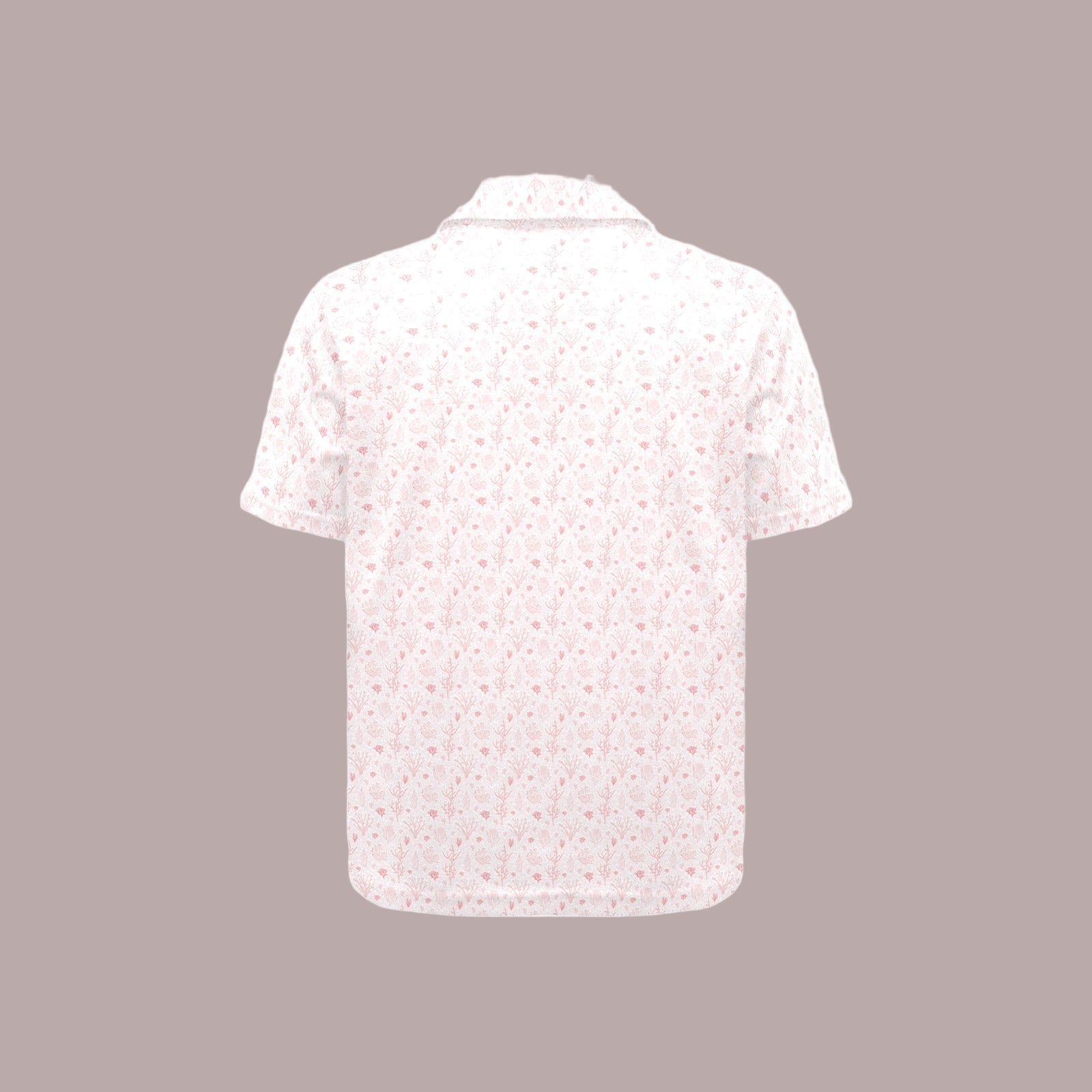 White floral patterned shirt on a gray background