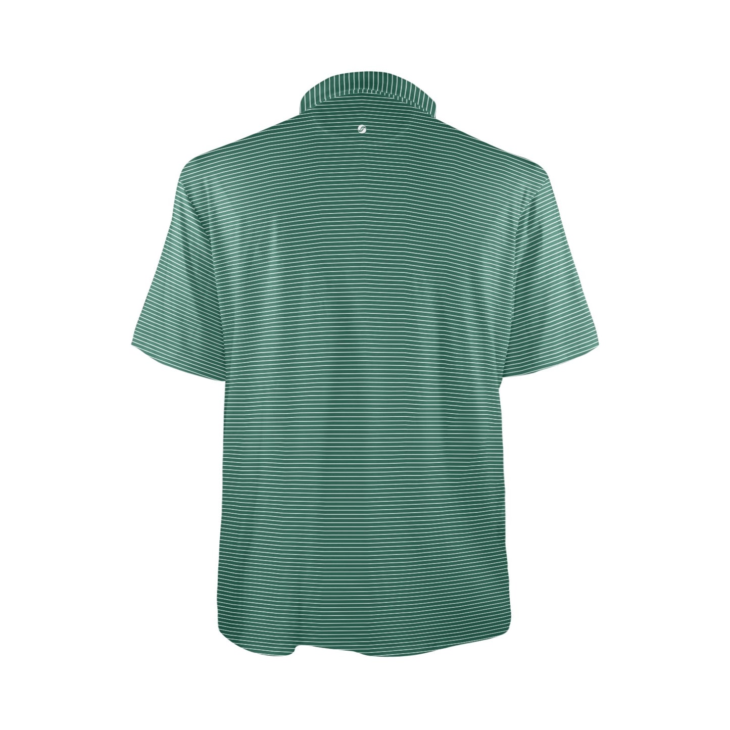 Green striped polo shirt on a white background