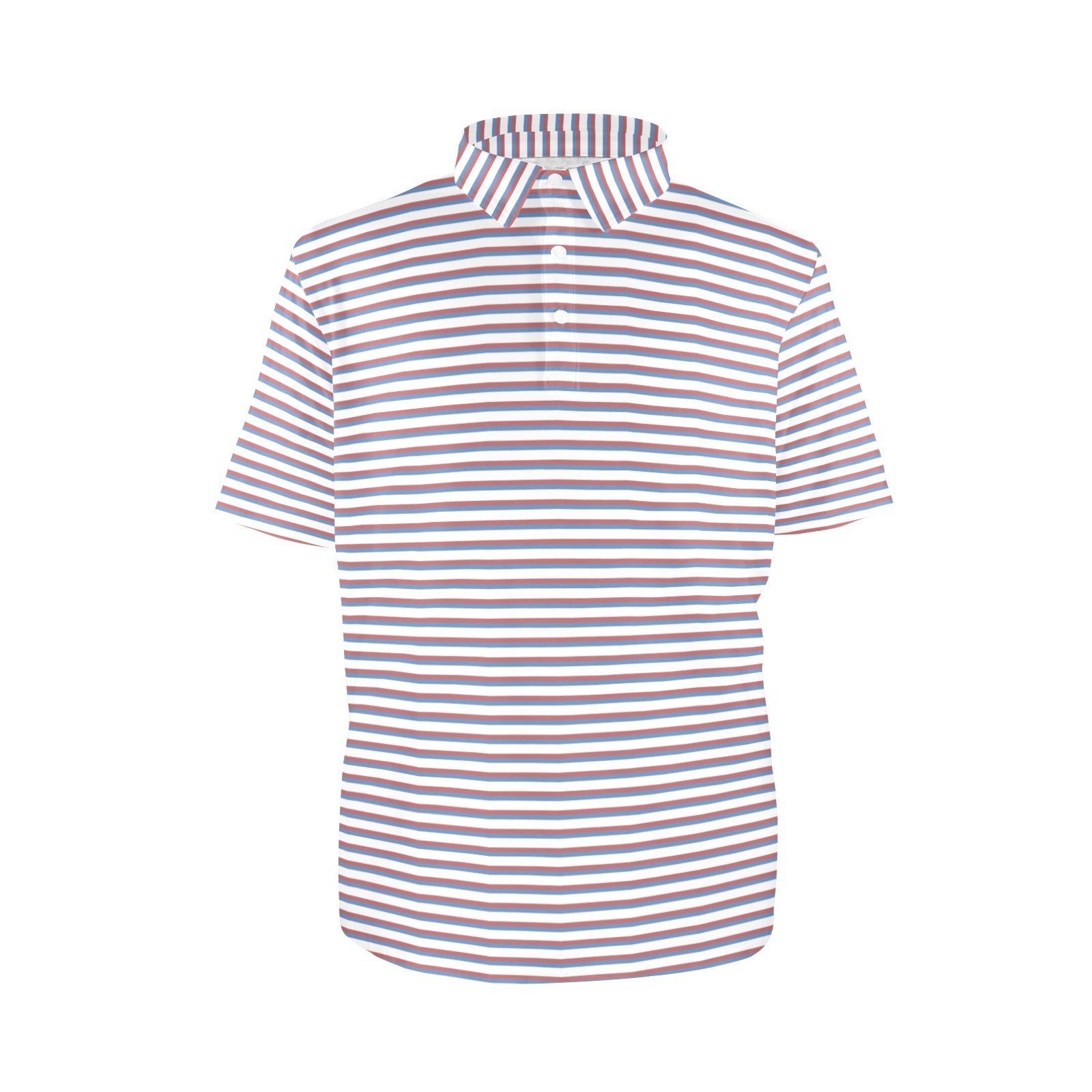 Striped shirt with blue,ed and white horizontal stripes on a white background