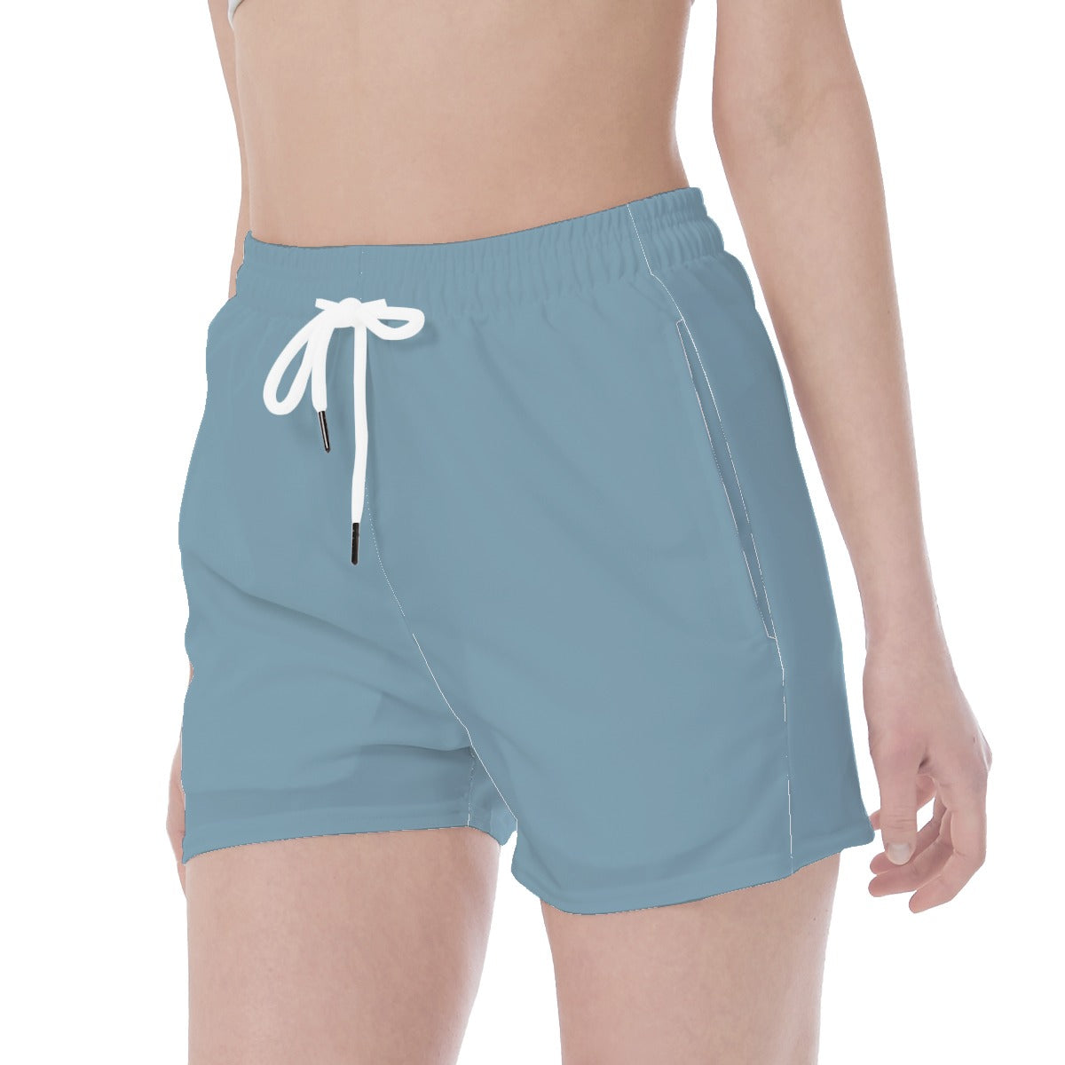 Wide Waistband Sport Shorts- Frosted Slate