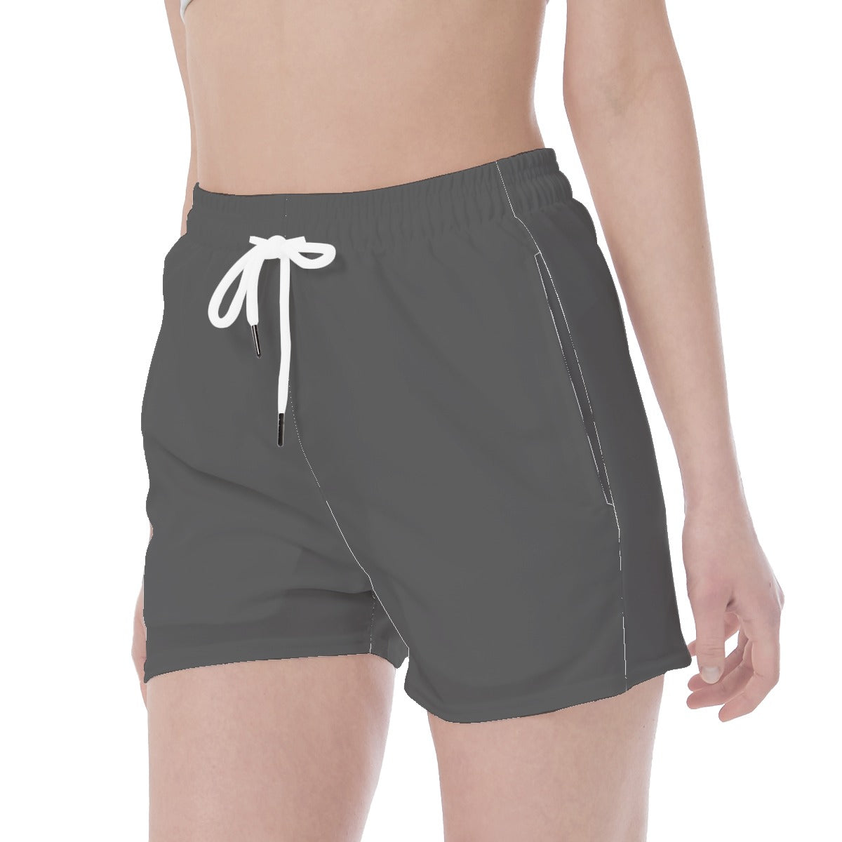 Wide Waistband Sport Shorts- Charcoal
