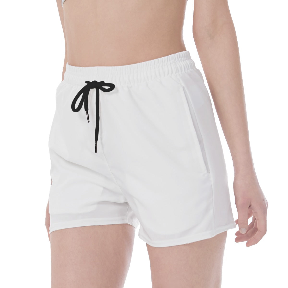 Wide Waistband Sport Shorts- White