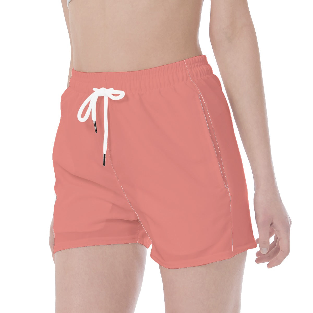 Wide Waistband Sport Shorts- Coral