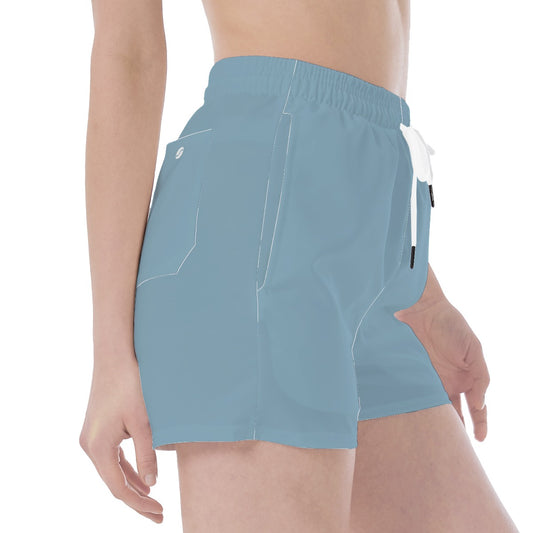 Wide Waistband Sport Shorts- Frosted Slate