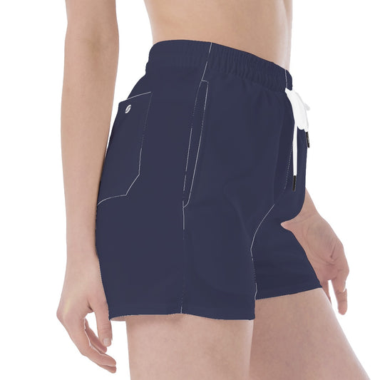Wide Waistband Sport Shorts- Navy