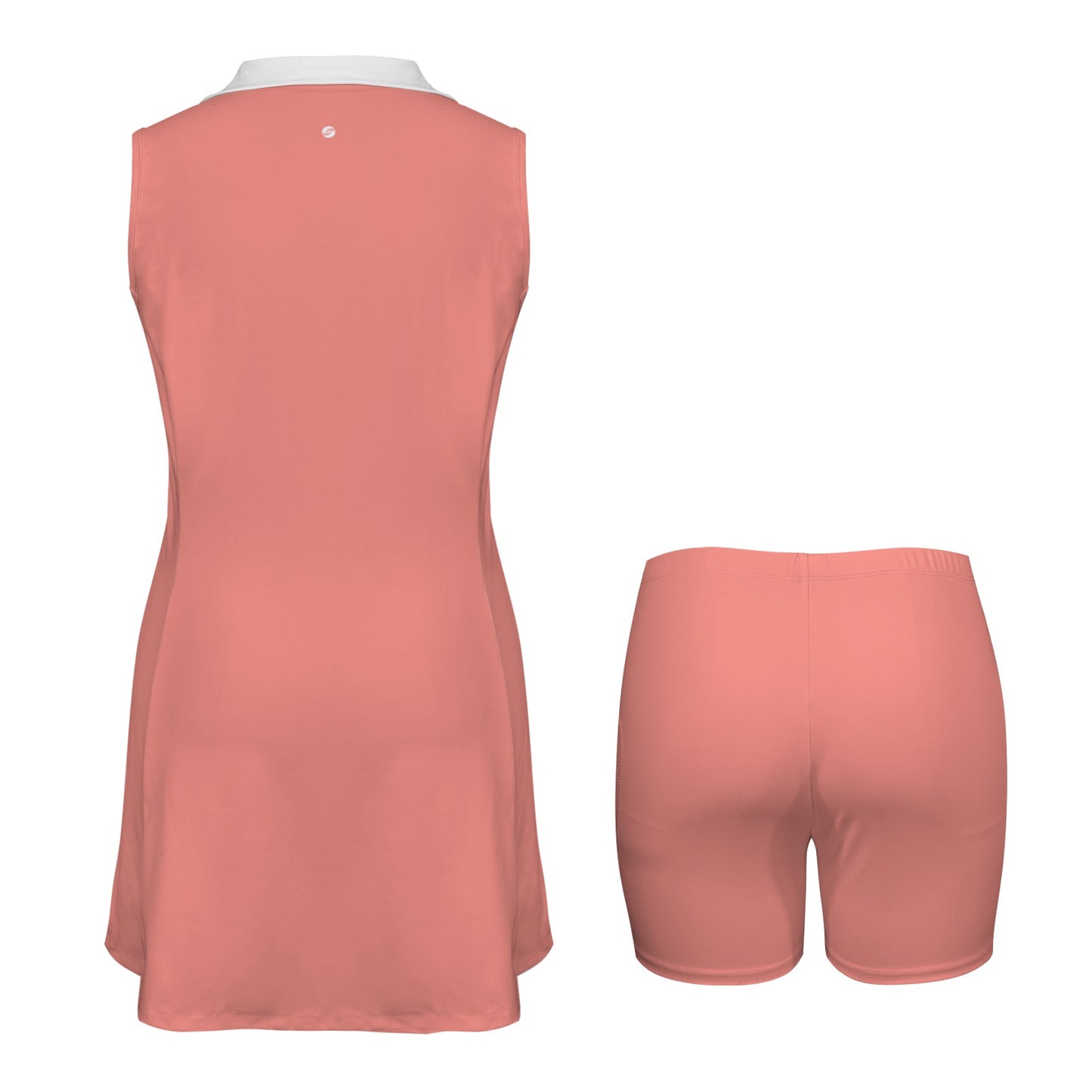 Coral Active Dress Custom Sleeveless Sport Dress with Zipper Pocket & Inner Shorts