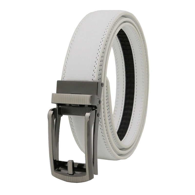 Men's Click Belt fake needle belt automatic buckle two-layer cowhide leather belt ﻿