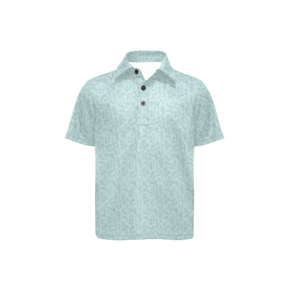 Light green polo shirt with a subtle pattern on a white background