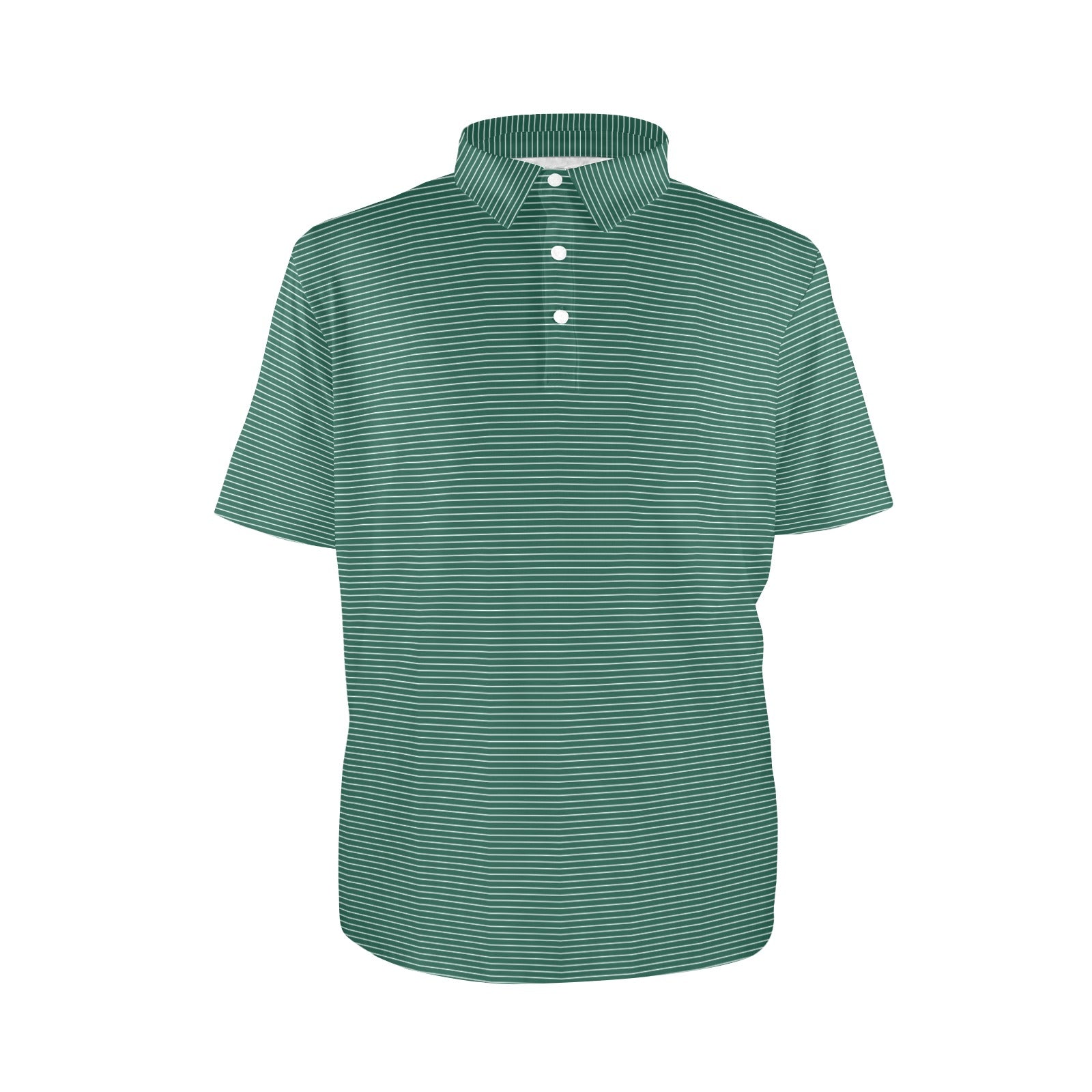 Green striped polo shirt on a white background