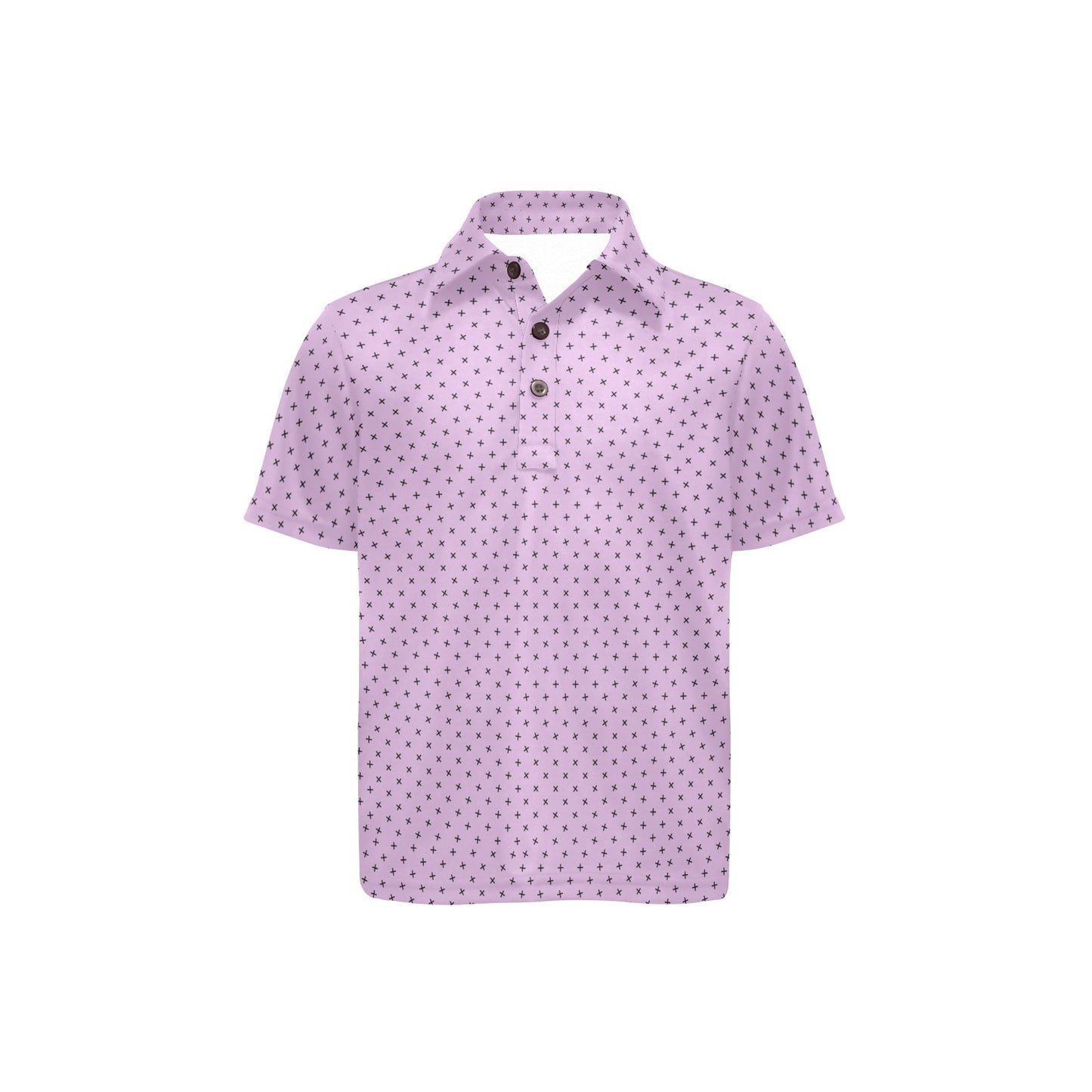 Lilac polo shirt with a subtle pattern on a white background