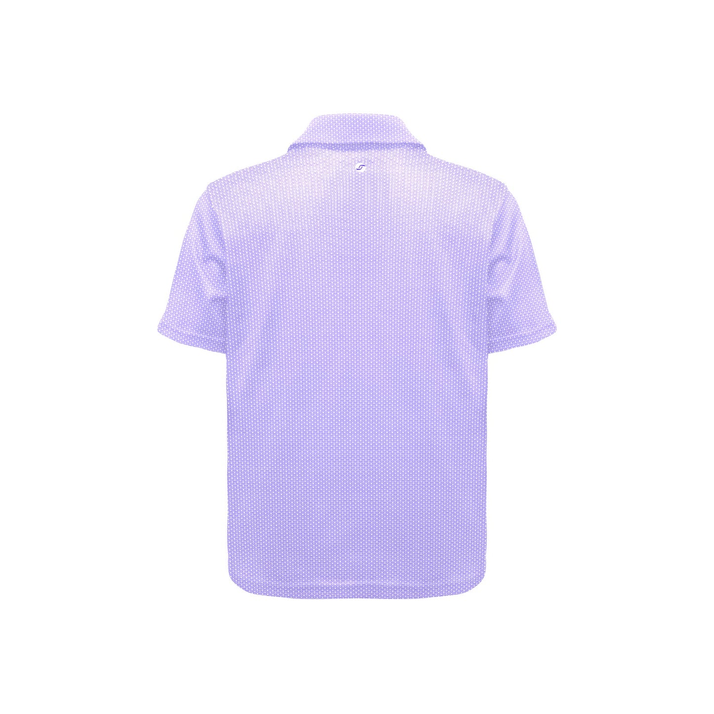 Light purple polo with white palm trees on a white background