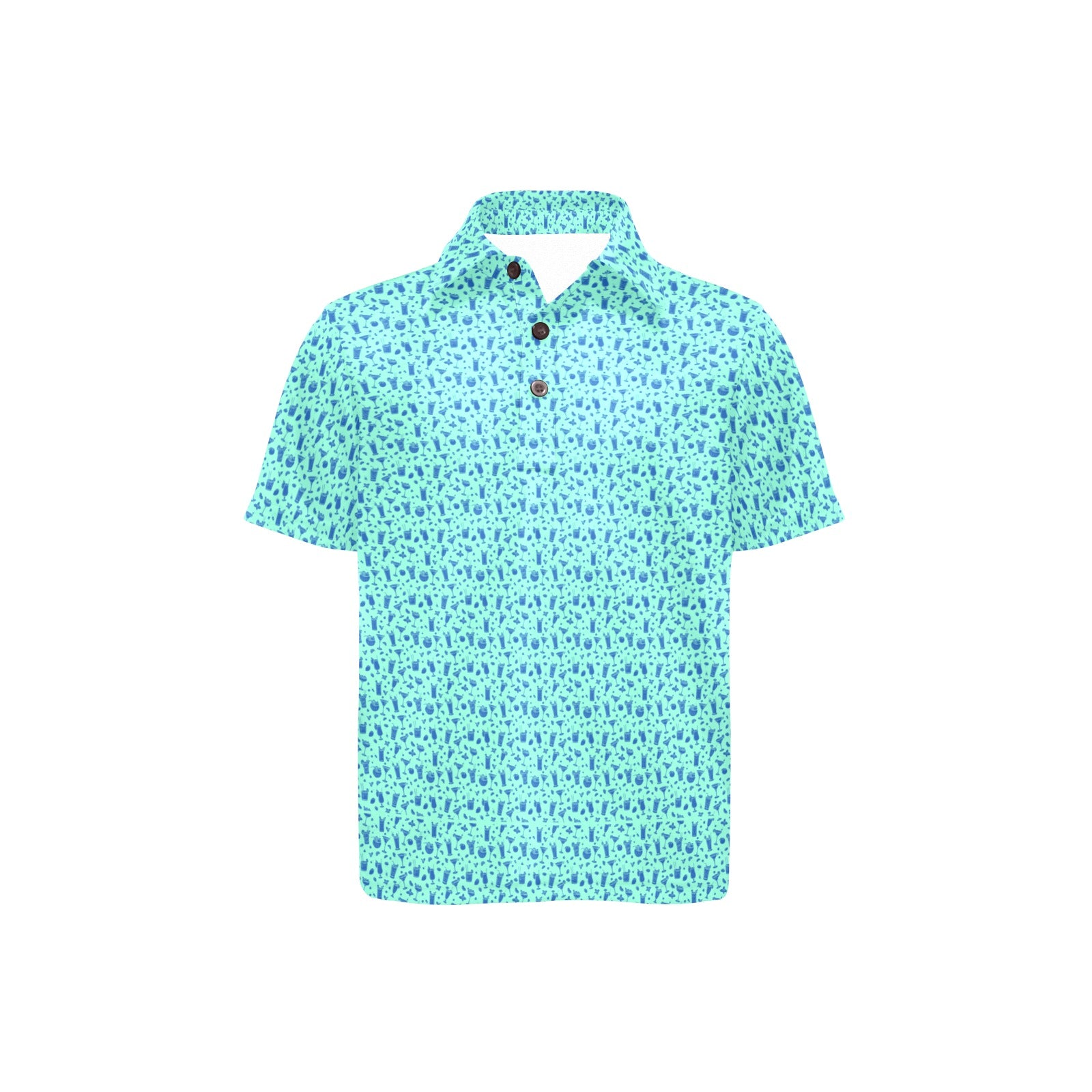 Light blue patterned polo shirt on a white background