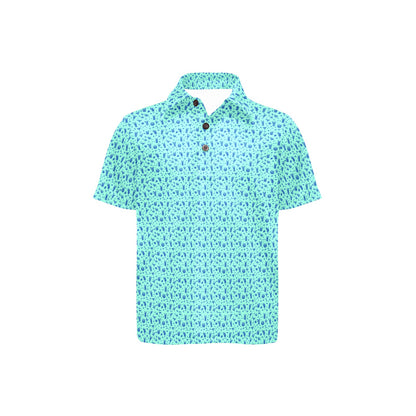 Light blue patterned polo shirt on a white background