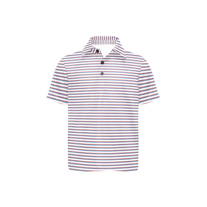 Purple striped polo shirt on a white background