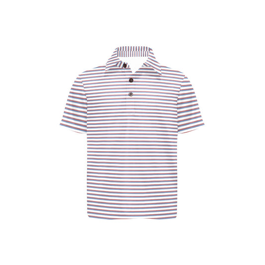 Purple striped polo shirt on a white background