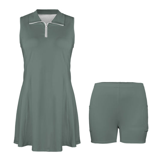 Evergreen Active Dress Custom Sleeveless Sport Dress with Zipper Pocket & Inner Shorts