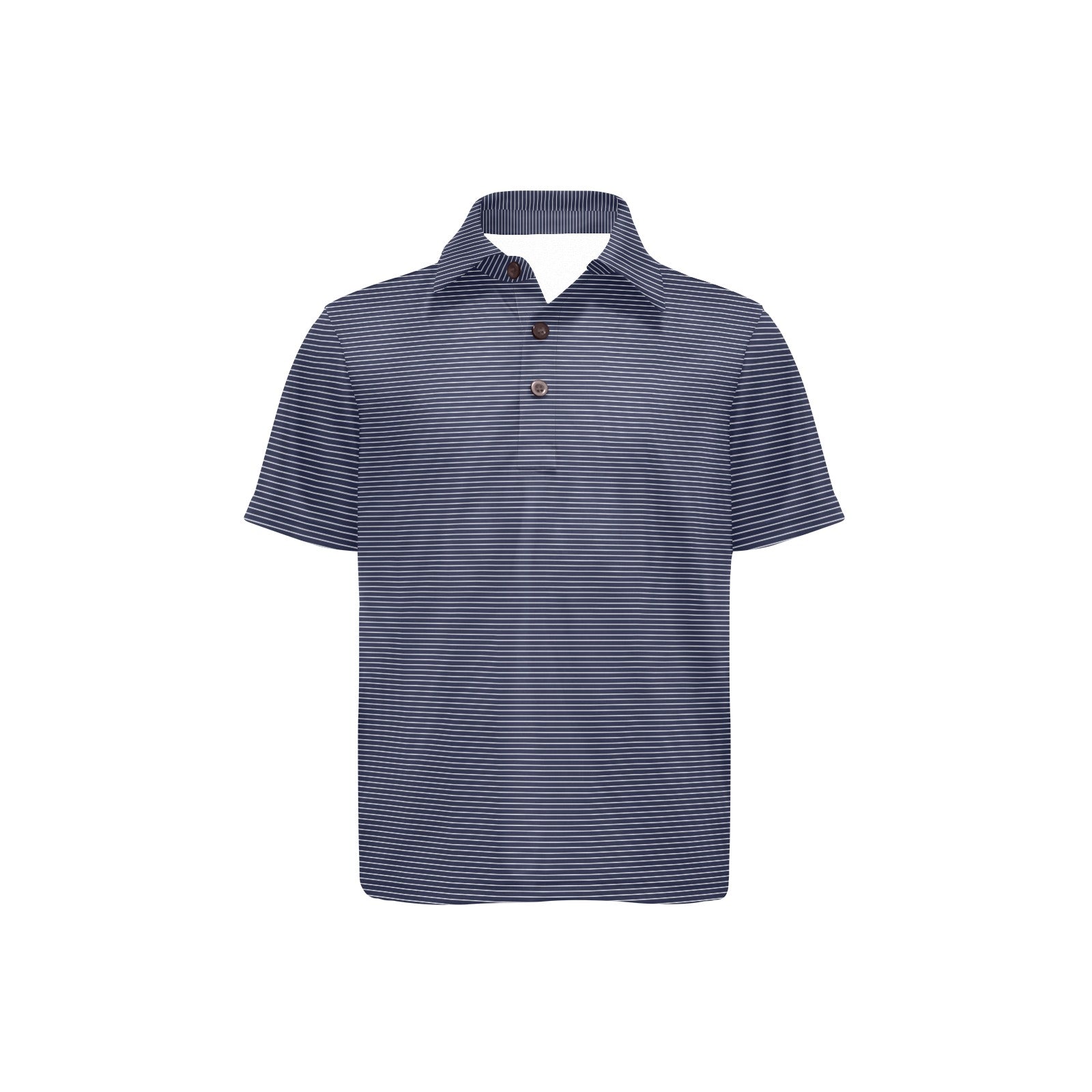 Navy striped polo shirt on a white background