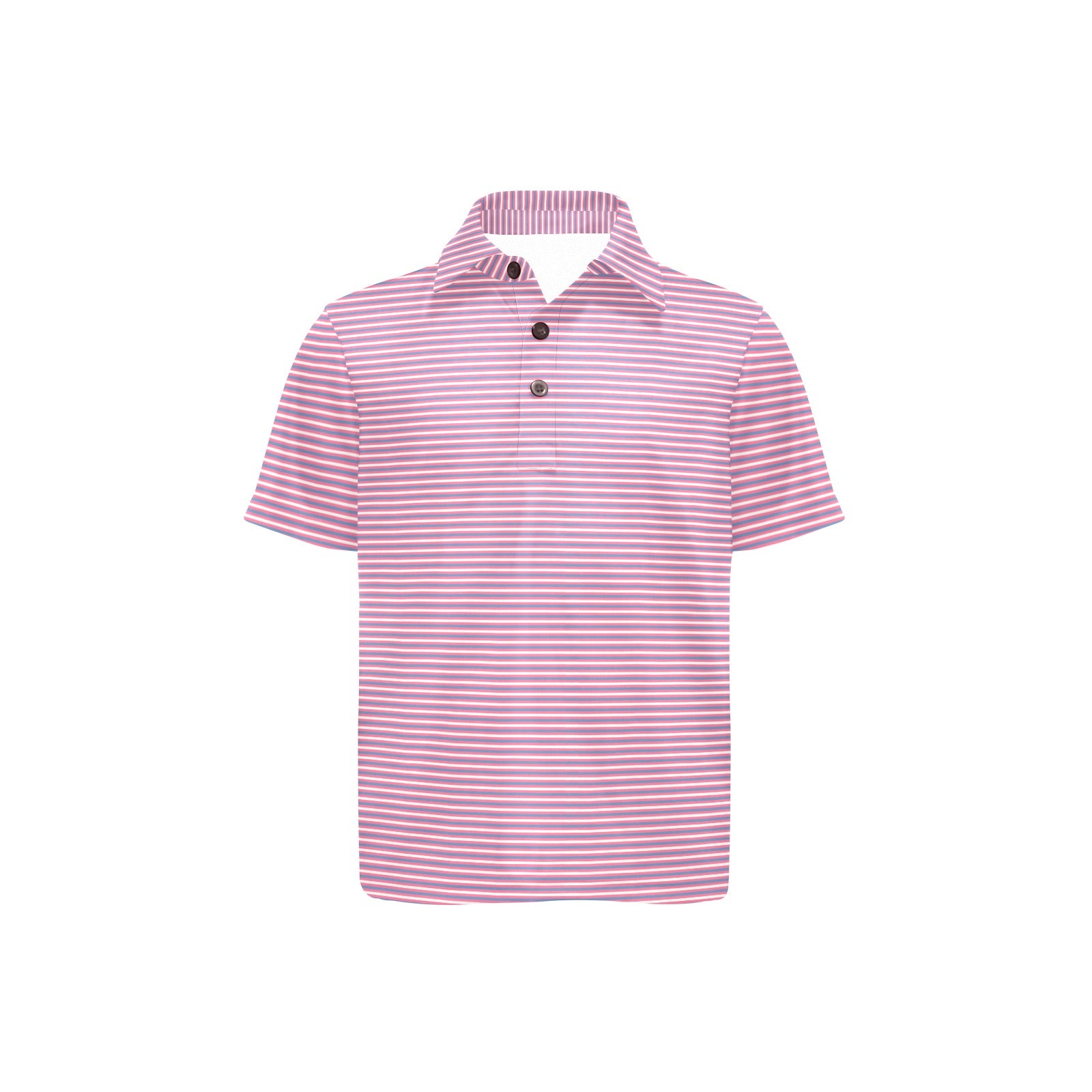 Pink blue and white striped polo shirt on a white background