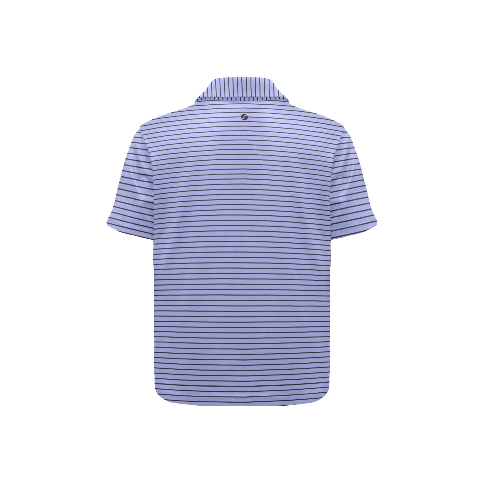 Blue and black striped polo shirt on a white background