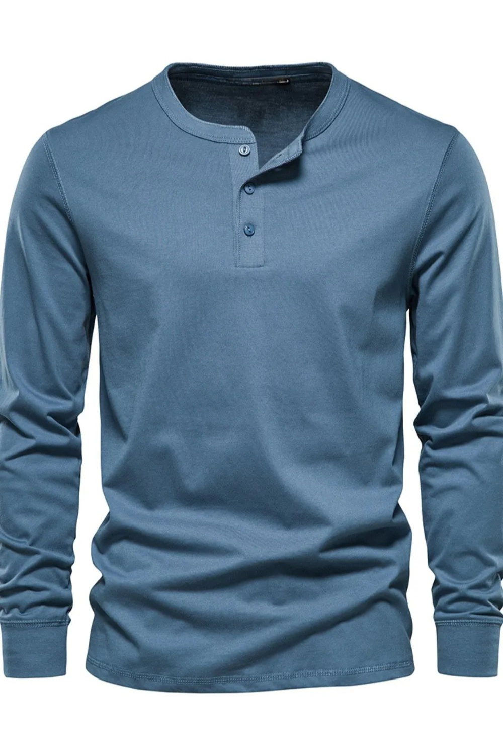 Men's Full Size Quarter Button Round Neck Long Sleeve T-Shirt Plus Size