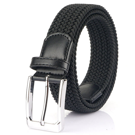 Women's Canvas Woven Belt, Non-Porous Elastic Belt Male Student Youth Leisure Outdoor Belt