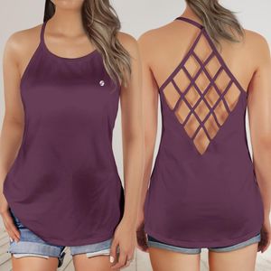 Criss Cross Open Back Tank Top- Mulberry