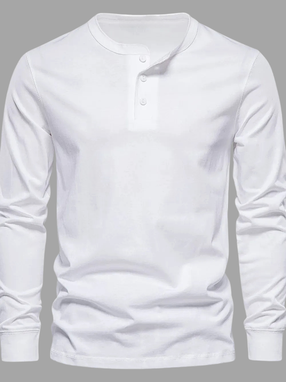 Men's Full Size Quarter Button Round Neck Long Sleeve T-Shirt Plus Size