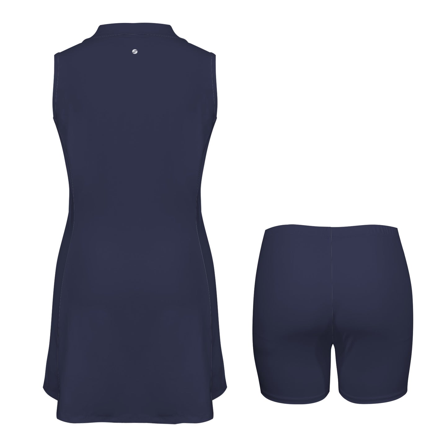 Navy Active Dress Custom Sleeveless Sport Dress with Zipper Pocket & Inner Shorts