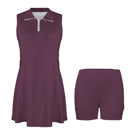 Mulberry Active Dress Custom Sleeveless Sport Dress with Zipper Pocket & Inner Shorts