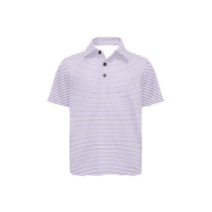 Purple striped polo shirt on a white background