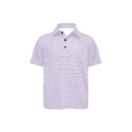 Purple striped polo shirt on a white background