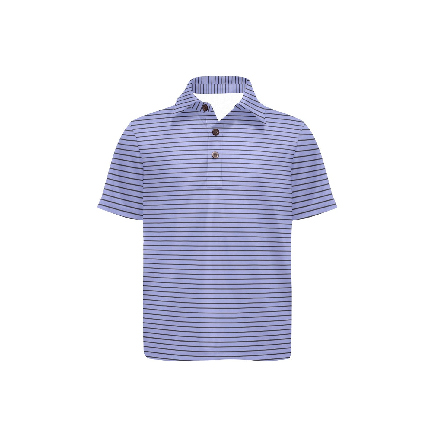 Blue and black striped polo shirt on a white background