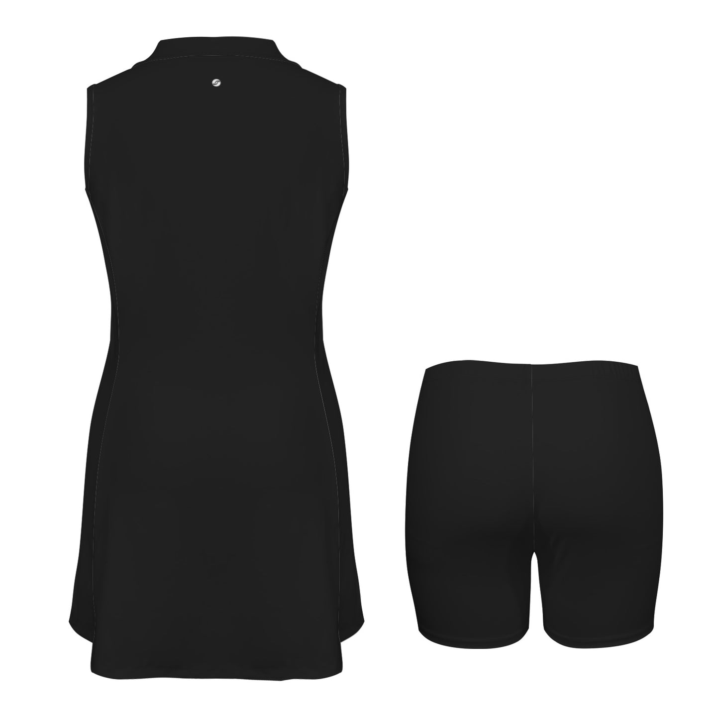 Black Active dress Custom Sleeveless Sport Dress with Zipper Pocket & Inner Shorts