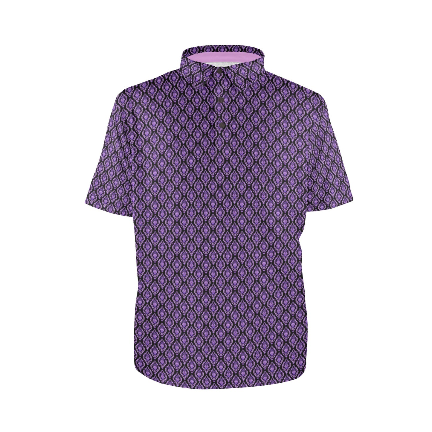 Purple patterned shirt on a white background