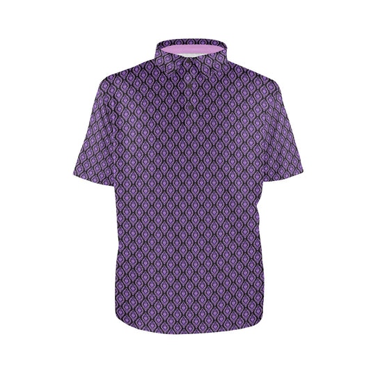 Purple patterned shirt on a white background