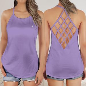 Criss Cross Open Back Tank Top- Lavender