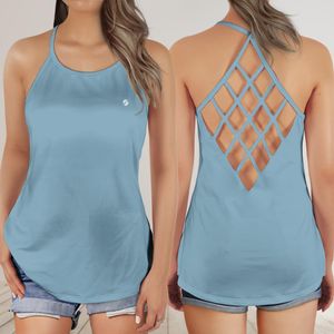 Criss Cross Open Back Tank Top- Slate